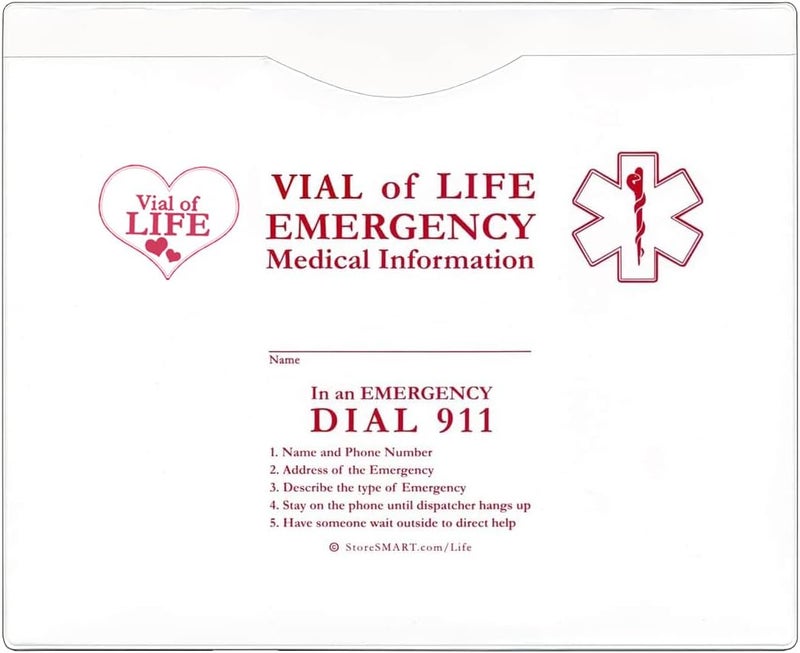 SMART+ STORE - Vial of Life: Medical Info Pocket - Letter Size - Magnetic Back - 5-Pack - White - VOLFJ85PQWM-5 - Image 2